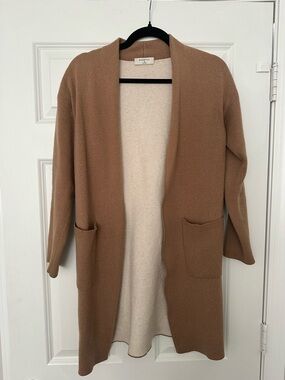 Babaton Two-Tone Open Cardigan Sweater - Camel & Cream